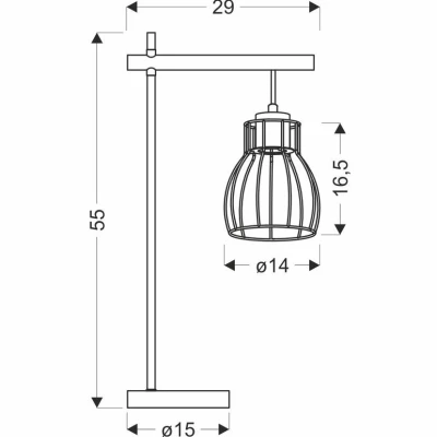 Stolní industriální lampa BERNITA - 1xE27, 60W, černá / hnědá
