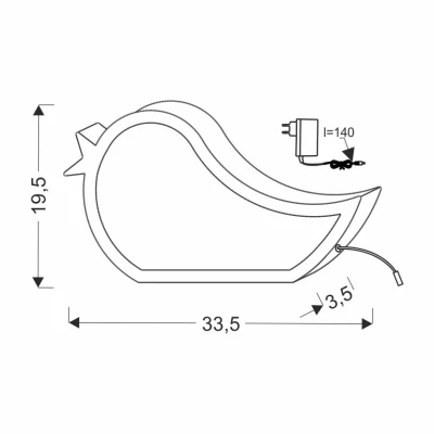 Stolní LED lampička do dětského pokoje BIRD - 12W, 3000K (teplá bílá), modrá