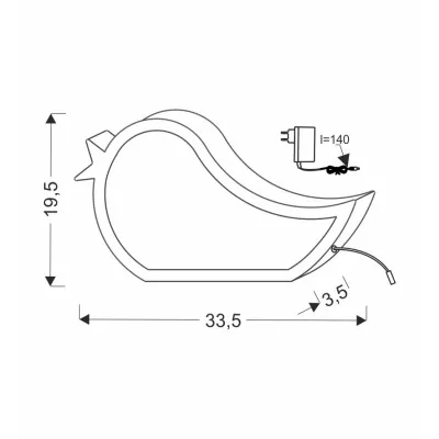 Stolní LED lampička do dětského pokoje BIRD - 12W, 3000K (teplá bílá), modrá