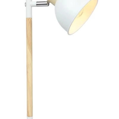 Stolní skandinávská lampa BONDO - 1xE14, 40W, přírodní dřevo / bílá