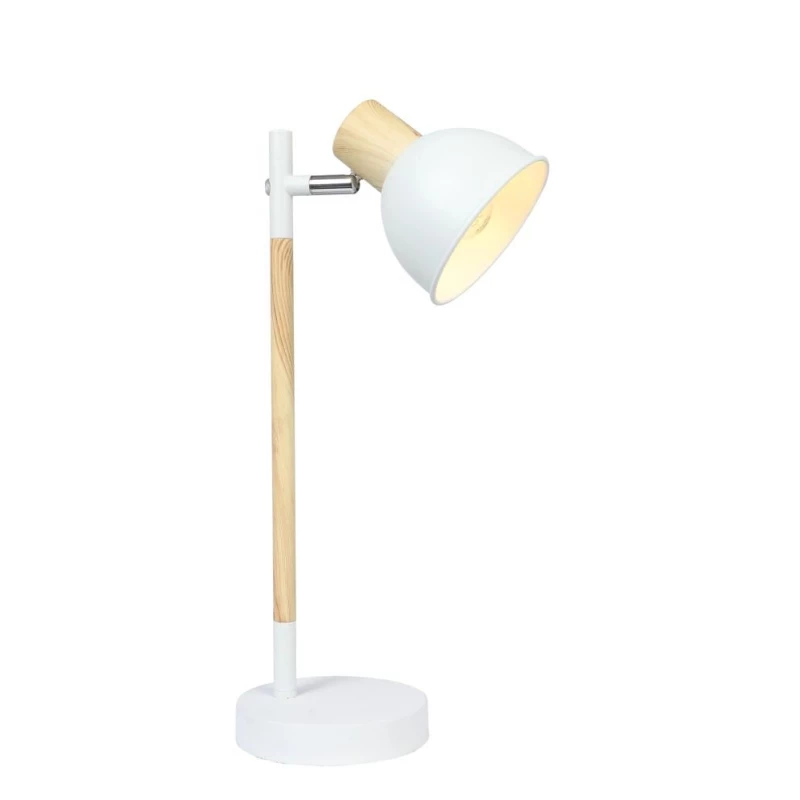 Stolní skandinávská lampa BONDO - 1xE14, 40W, přírodní dřevo / bílá