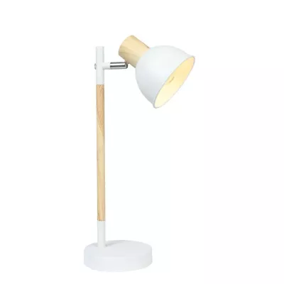 Stolní skandinávská lampa BONDO - 1xE14, 40W, přírodní dřevo / bílá