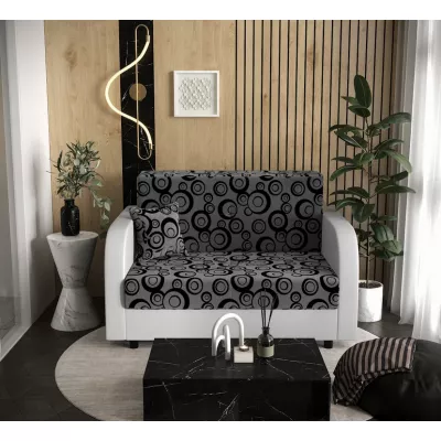 VÝPRODEJ - Rozkládací pohovka s černými kruhy ARIA - šedá / bílá