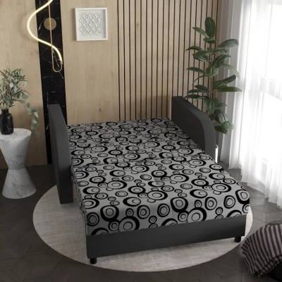 VÝPRODEJ - Rozkládací pohovka s černými kruhy ARIA - šedá / bílá