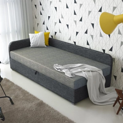 VÝPRODEJ - Jednolůžková čalouněná postel VALESKA COMFORT - 90x200, levá, světle šedá / šedá