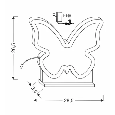 Stolní dětská LED lampička BUTTERFLY - 14W, 3000K (teplá bílá), žlutá