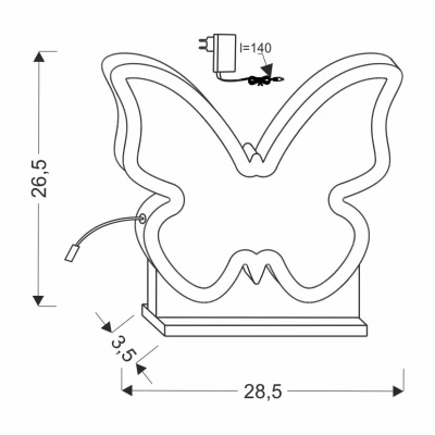 Stolní dětská LED lampička BUTTERFLY - 14W, 3000K (teplá bílá), růžová