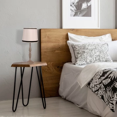 Stolní lampa na noční stolek CARDINALE 3 - 1xE27, 40W, tmavá šedá / béžová