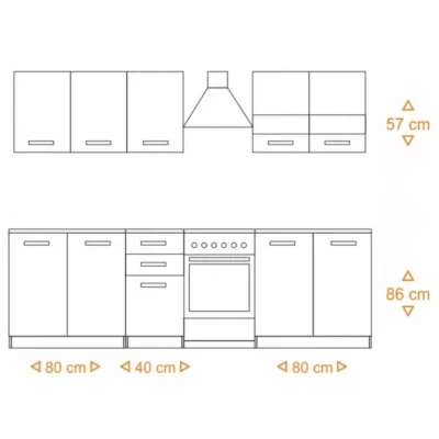 VÝPRODEJ - Kuchyňská linka 200/200 cm KERLI - dub artisan / bílá