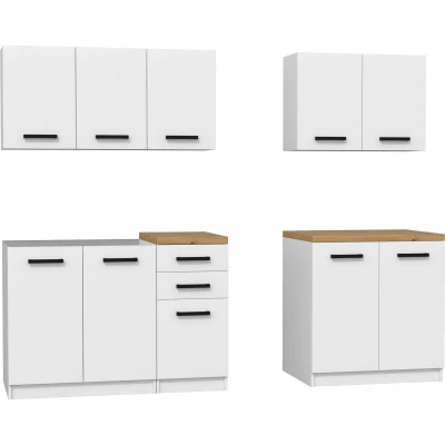 VÝPRODEJ - Kuchyňská linka 200/200 cm KERLI - dub artisan / bílá