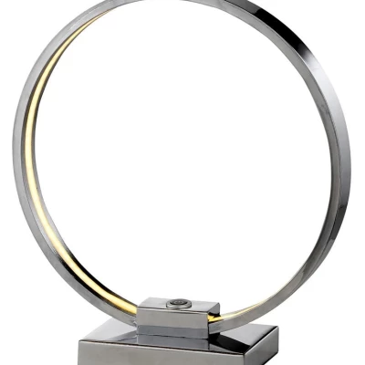 Stolní LED designová lampa CIRCLE - 9W, 3000K, (teplá bílá), chromovaná