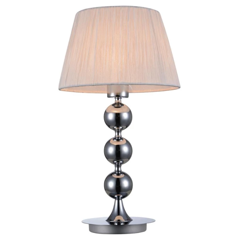 Stolní art deco lampa CLARA - 1xE27, 60W, chromovaná / bílá