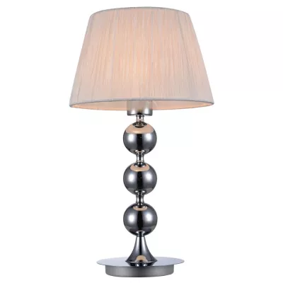 Stolní art deco lampa CLARA - 1xE27, 60W, chromovaná / bílá