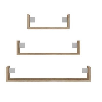 VÝPRODEJ - Set 3x závěsná polička TARMO - dub sonoma