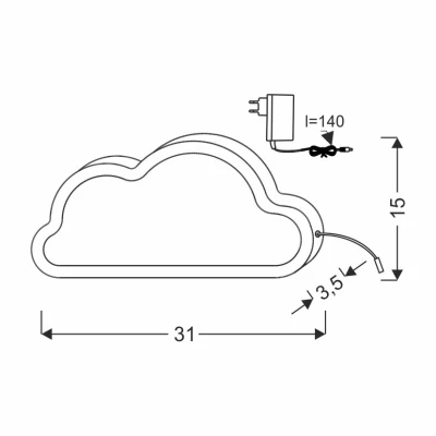 Dětská stolní LED lampička CLOUD - 11W, 3000K (teplá bílá), růžová