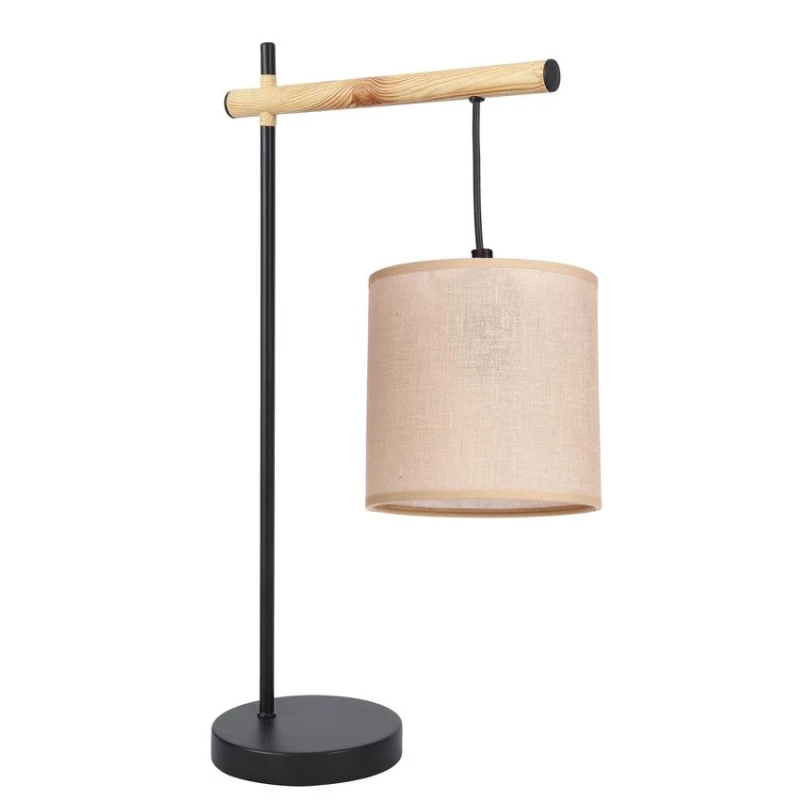 Stolní lampa COMBI - 1xE27, 60W, černá / hnědá / béžová