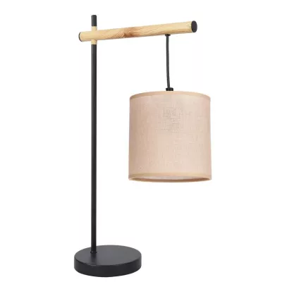 Stolní lampa COMBI - 1xE27, 60W, černá / hnědá / béžová