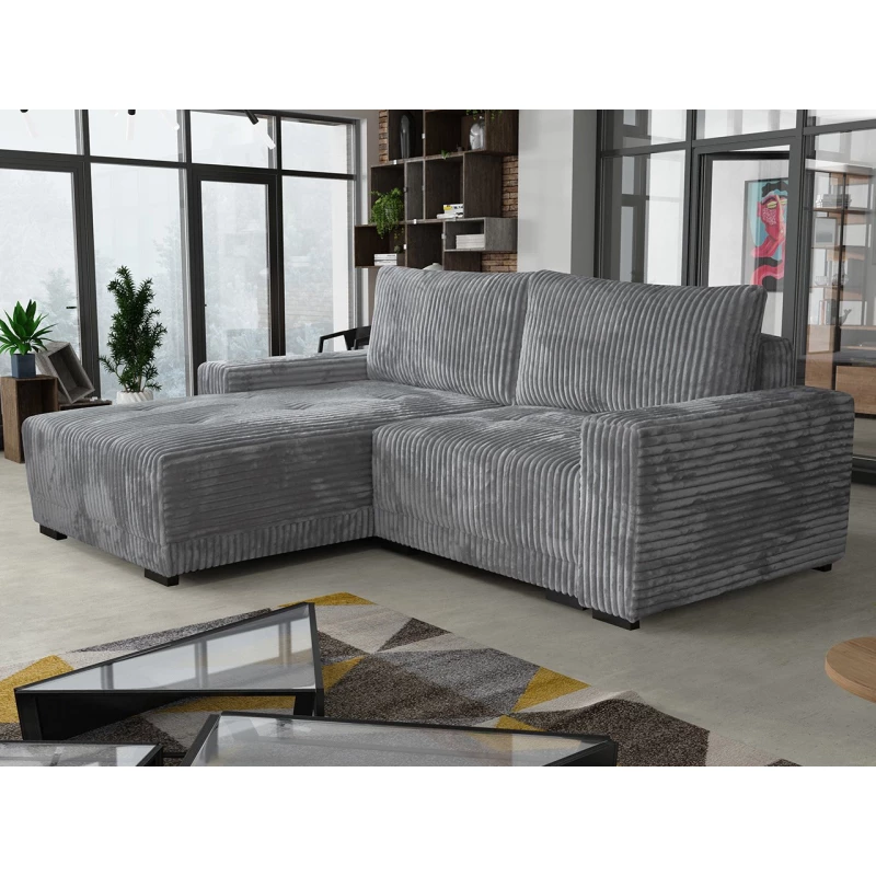 VÝPRODEJ - Rohová rozkládací sedačka OLLIONA - tmavá šedá