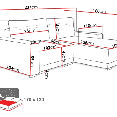 VÝPRODEJ - Rohová rozkládací sedačka OLLIONA - tmavá šedá