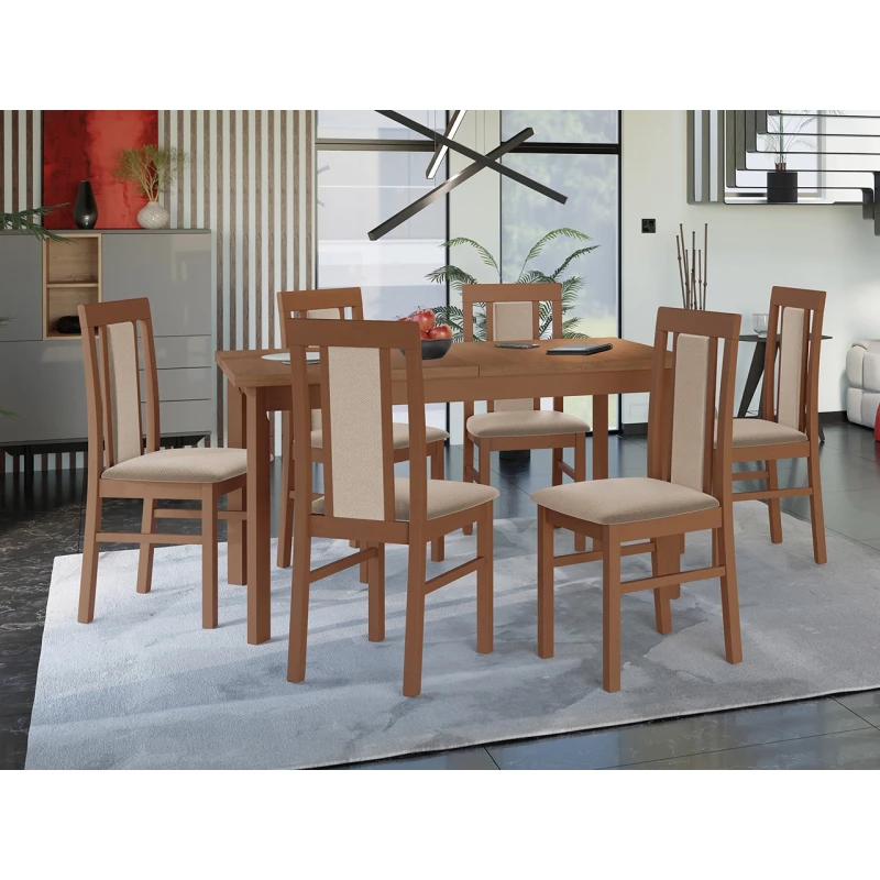 VÝPRODEJ - Jídelní sestava 6+1 HARDIN 4 - olše / béžová