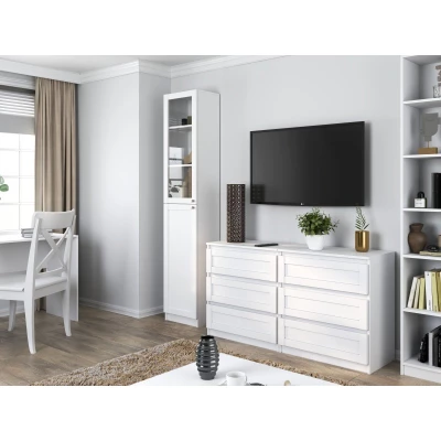 VÝPRODEJ - Úzká vysoká vitrína TAMBET 2 - bílá