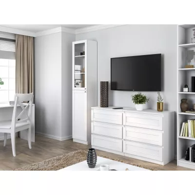 VÝPRODEJ - Úzká vysoká vitrína TAMBET 2 - bílá