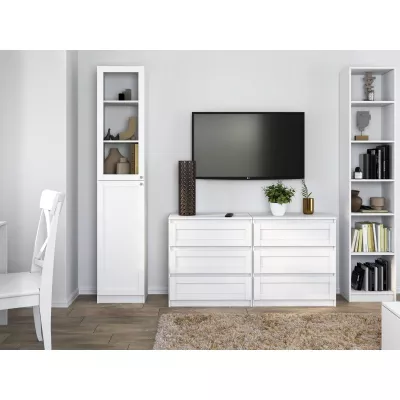 VÝPRODEJ - Úzká vysoká vitrína TAMBET 2 - bílá