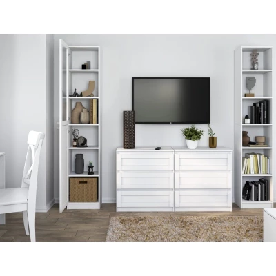 VÝPRODEJ - Úzká vysoká vitrína TAMBET 2 - bílá