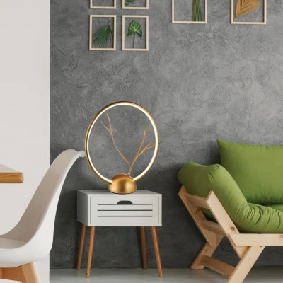 Stolní designová LED lampa DAVOS - 11,5W, 3000K (teplá bílá), zlatá