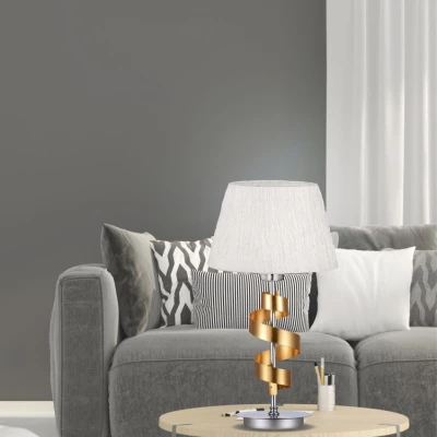 Stolní lampa DENIS - 1xE27, 60W, chromovaná / zlatá