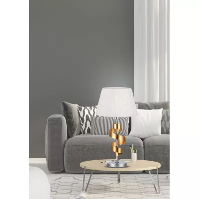 Stolní lampa DENIS - 1xE27, 60W, chromovaná / zlatá