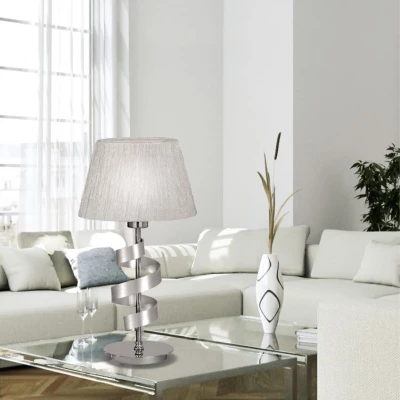 Stolní lampa DENIS - 1xE27, 60W, chromovaná / bílá