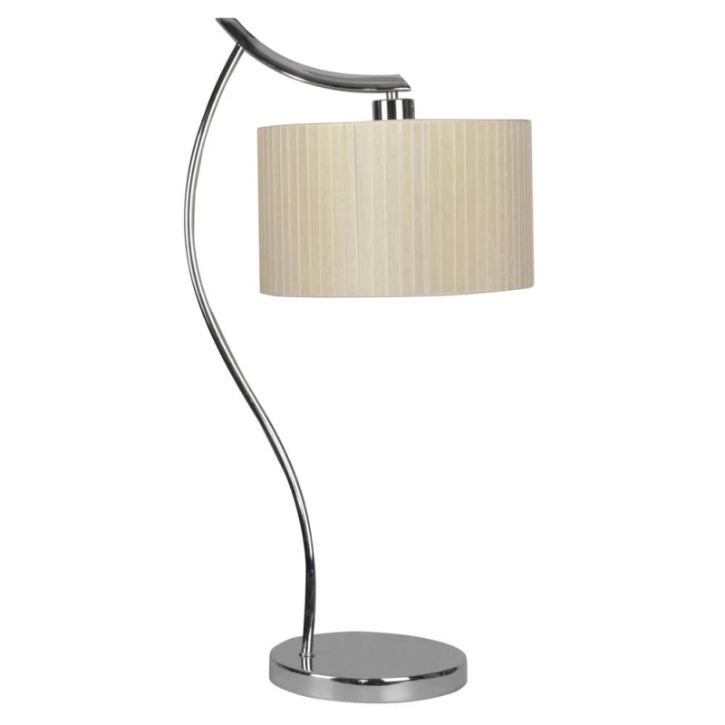 Moderní stolní lampa DRAGA - 1xE27, 60W, chromovaná / krémová