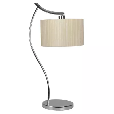 Moderní stolní lampa DRAGA - 1xE27, 60W, chromovaná / krémová