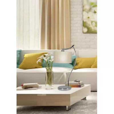 Moderní stolní lampa DRAGA - 1xE27, 60W, chromovaná / krémová