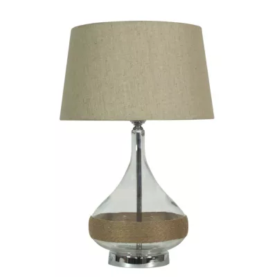 Moderní stolní lampa ECO 2 - 1xE27, 60W, chromovaná / béžová