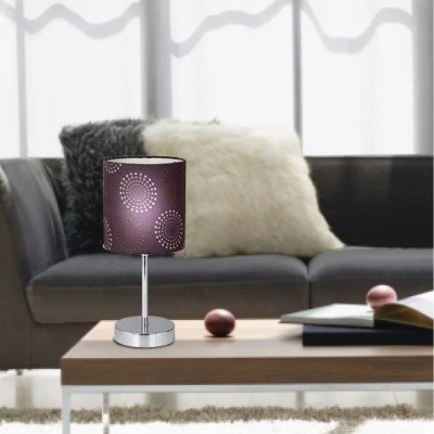 Moderní stolní lampa EMILY - 1xE14, 40W, chromovaná / hnědá