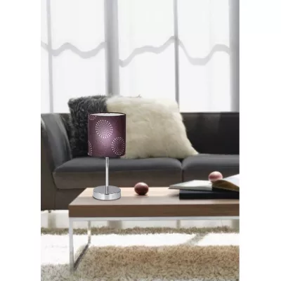 Moderní stolní lampa EMILY - 1xE14, 40W, chromovaná / hnědá