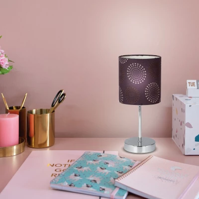 Moderní stolní lampa EMILY - 1xE14, 40W, chromovaná / hnědá