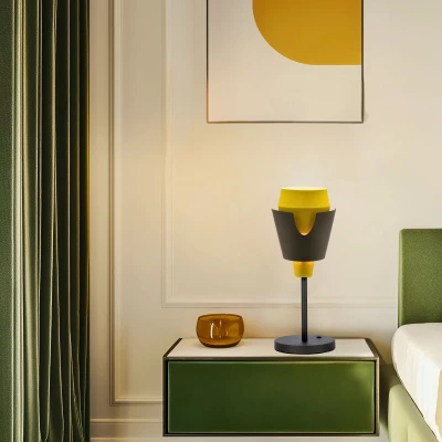 Moderní stolní lampa FALUN - 1xE27, 40W, šedá / žlutá