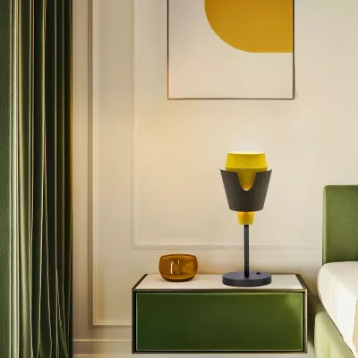 Moderní stolní lampa FALUN - 1xE27, 40W, šedá / žlutá