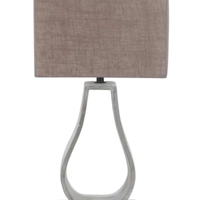 Moderní stolní lampa FEMO - 1xE27, 60W, šedá / béžová