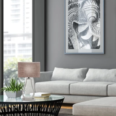 Moderní stolní lampa FEMO - 1xE27, 60W, šedá / béžová