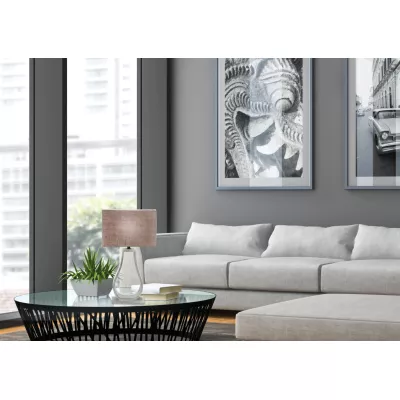 Moderní stolní lampa FEMO - 1xE27, 60W, šedá / béžová