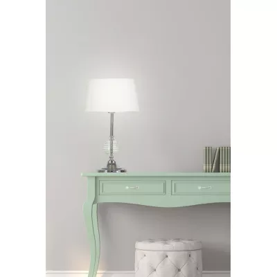 Moderní stolní lampa FERO - 1xE27, 60W, chromovaná / bílá / zelená
