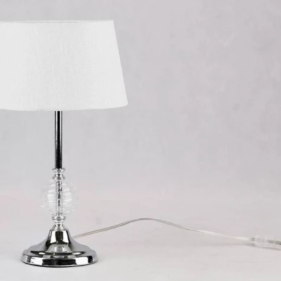 Moderní stolní lampa FERO - 1xE27, 60W, chromovaná / bílá / čirá