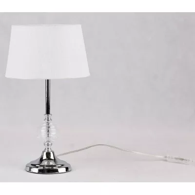 Moderní stolní lampa FERO - 1xE27, 60W, chromovaná / bílá / čirá