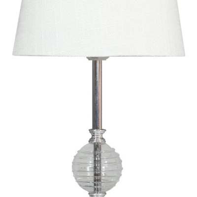 Moderní stolní lampa FERO - 1xE27, 60W, chromovaná / bílá / čirá