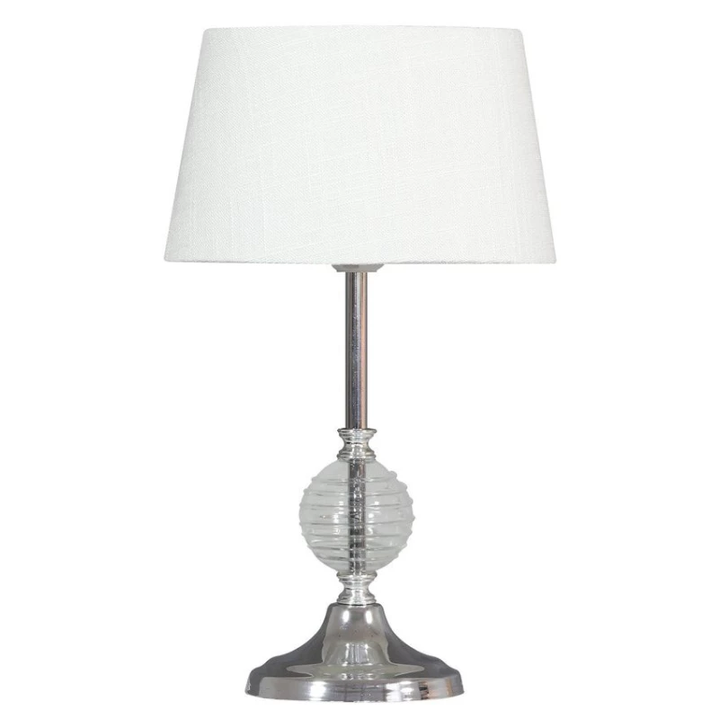 Moderní stolní lampa FERO - 1xE27, 60W, chromovaná / bílá / čirá