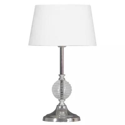 Moderní stolní lampa FERO - 1xE27, 60W, chromovaná / bílá / čirá